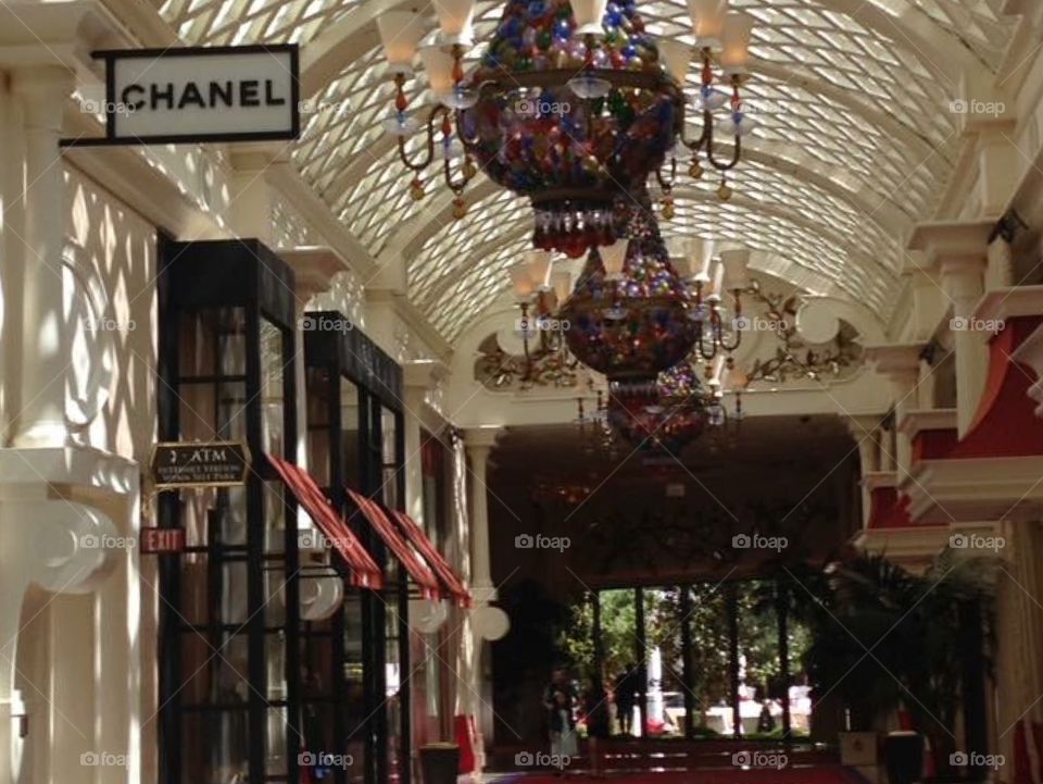 Luxury shopping at the Wynn hotel and resort. Las Vegas, Nevada 
Chanel, beautiful decor and architecture in a stunning corridor. 
