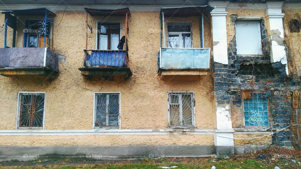 old residential building in Kiev, autumn 2016