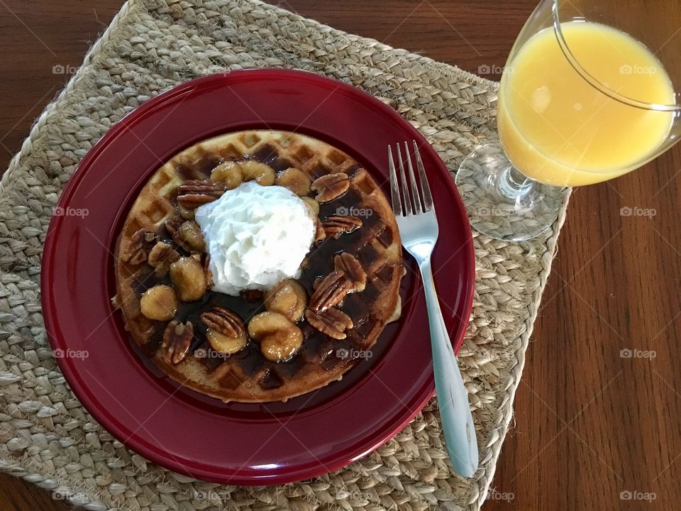 Bananas Foster Waffles 