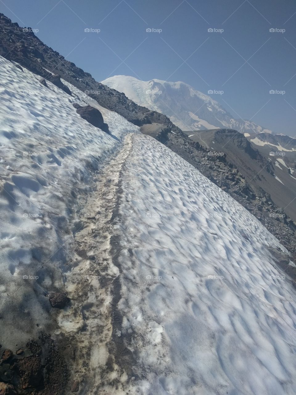 trail passes over snow field