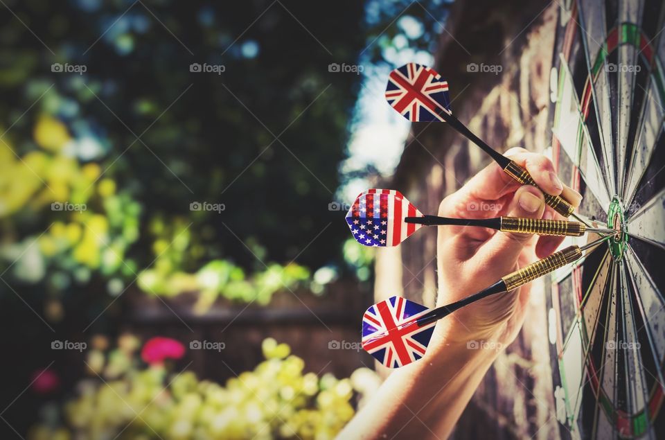 British and American themed darts on the bullseye. And the added beauty of a feminine touch. 