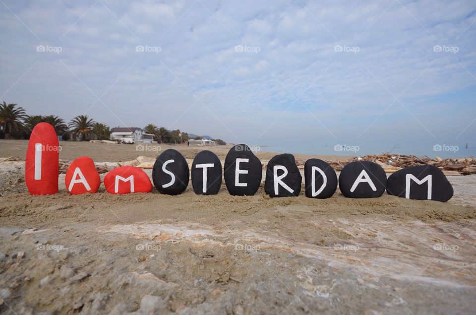 I love Amsterdam, outdoors stones composition