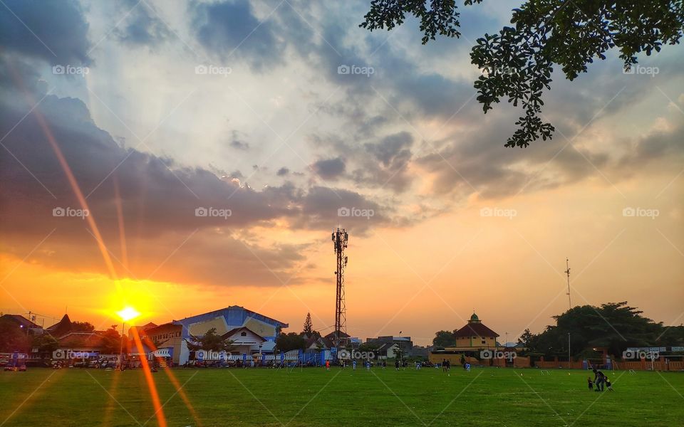 footbal and sunset