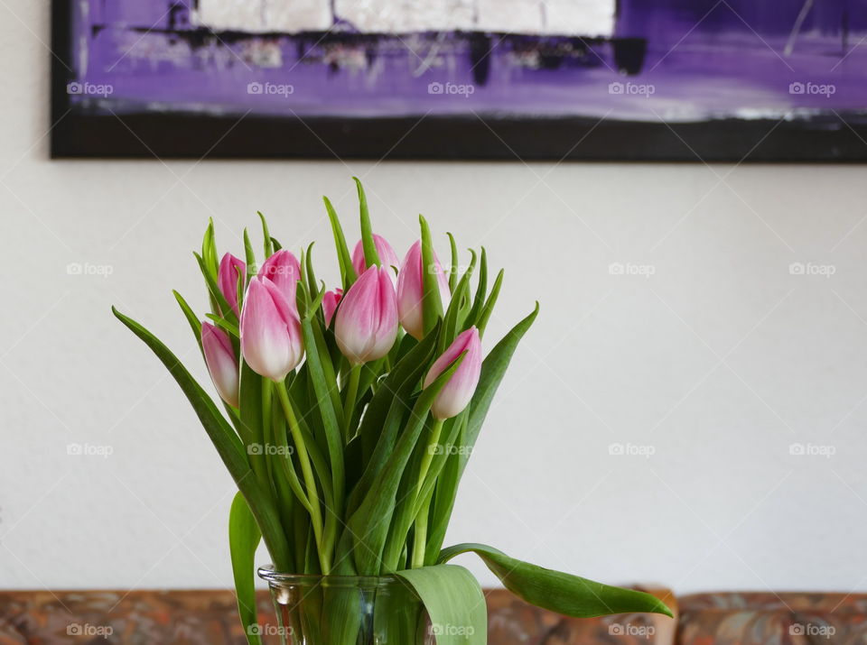 Pink Tulips In The Flower Vase