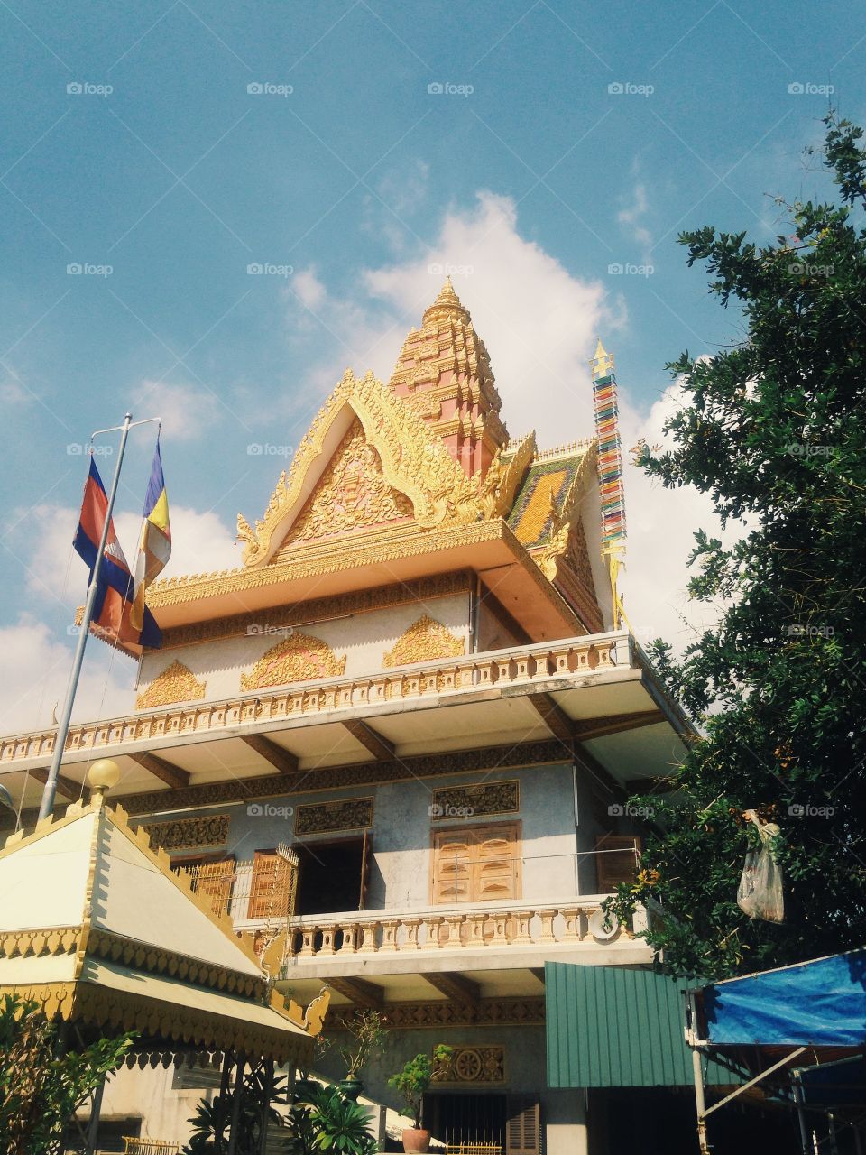 Golden pagoda in Phnom Penh, Cambodia 