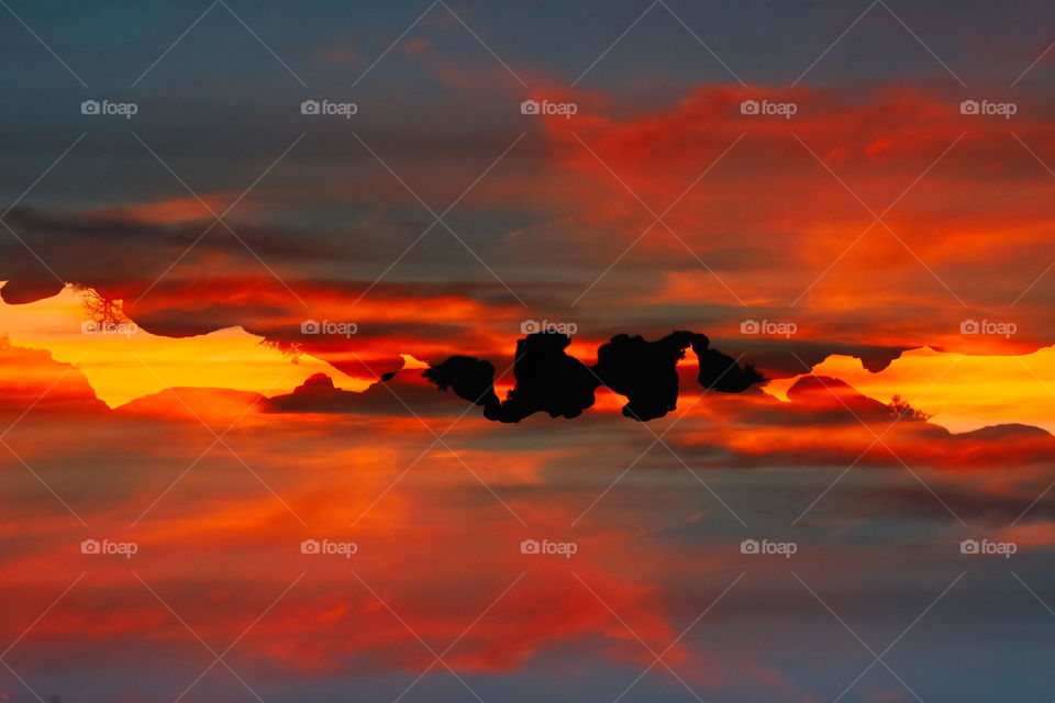 Double exposure of a sunset.