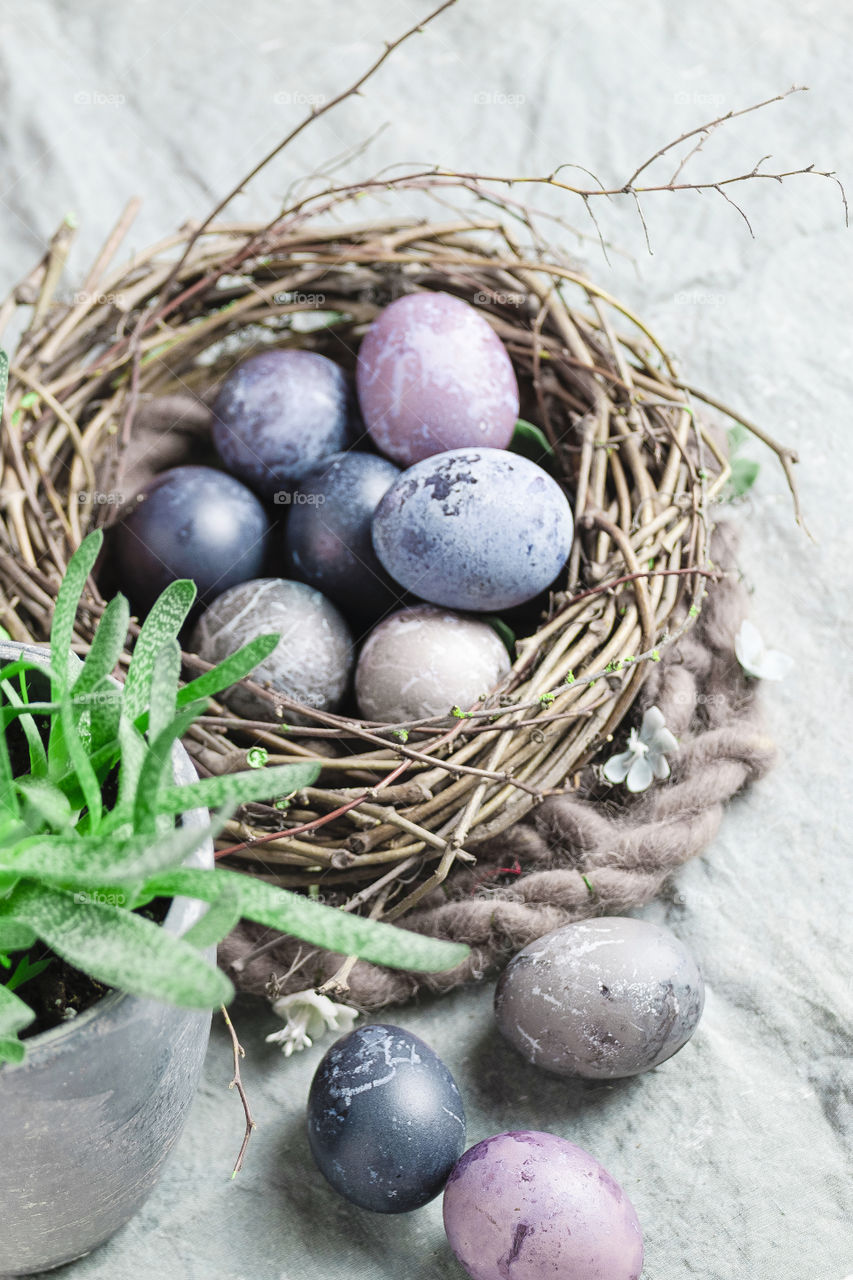 Easter eggs in the nest