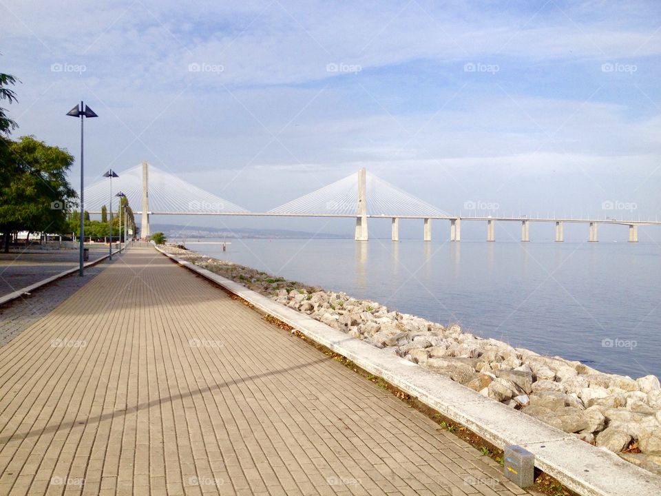 Bridge in the  city street pavement 