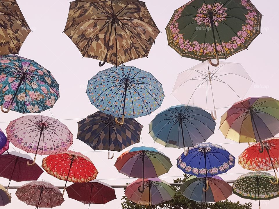 decoration with umbrellas, modern, creative.