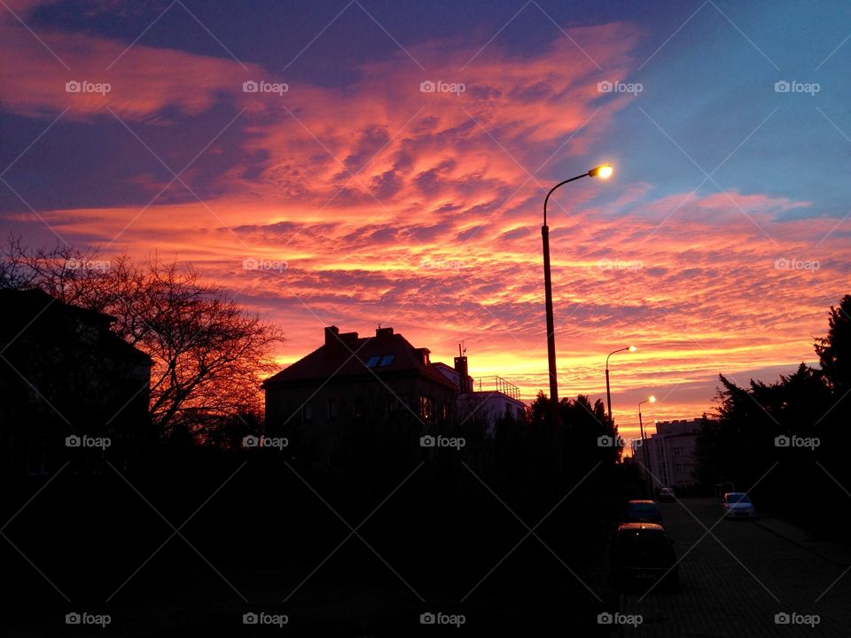 Sunrise in Gdynia bright and colorful