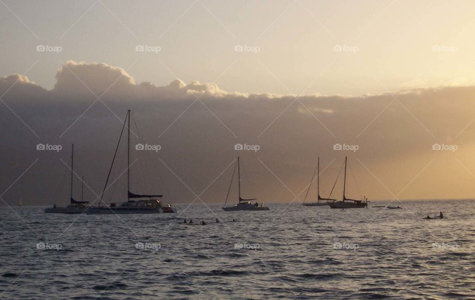 sailing at sunset. lahaina