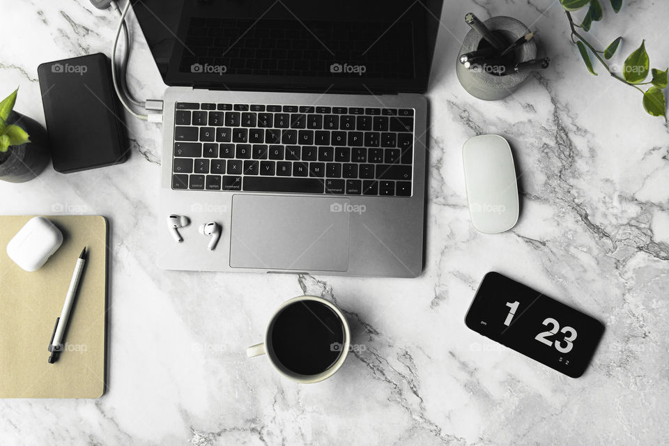 Flat lay and work photo studio