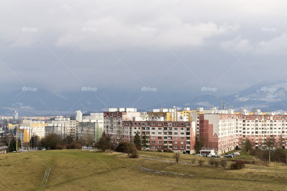 View to Zilina town and surrounding mountains. Slovakia