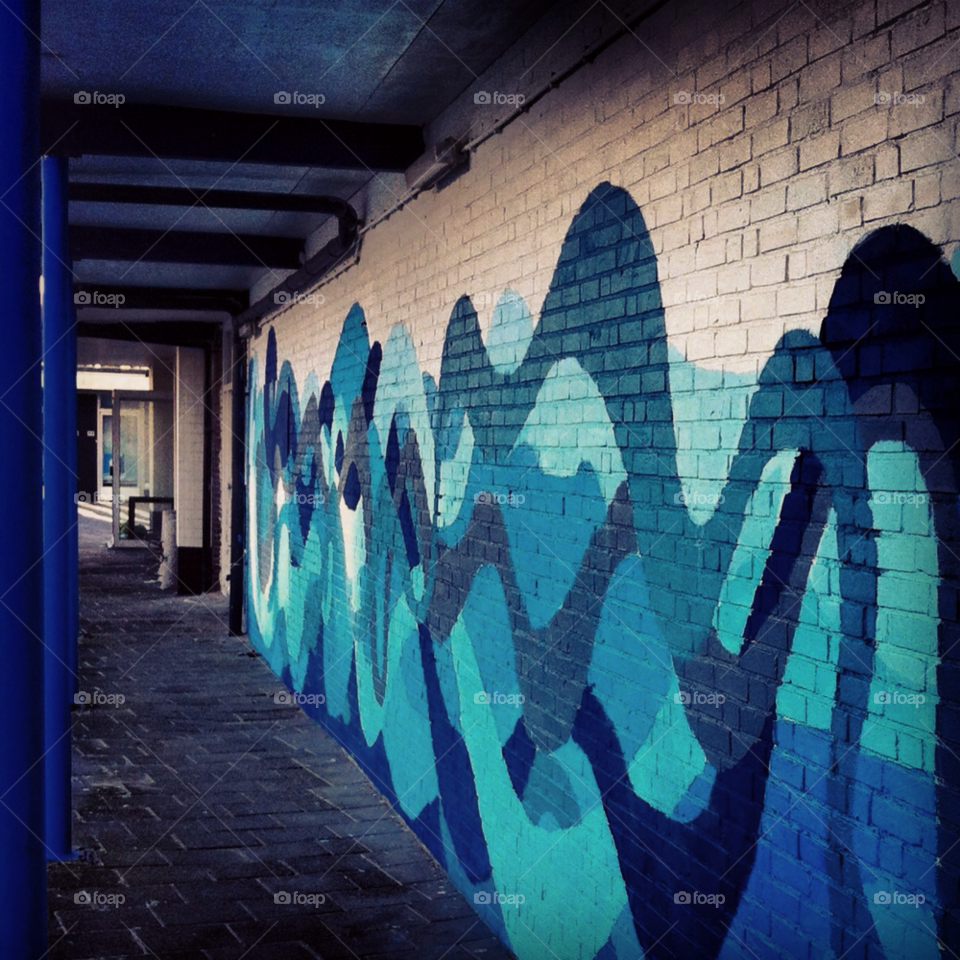 graffiti blue wall art by KathOnEarth