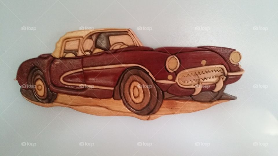 Vintage Corvette Intarsia Piece