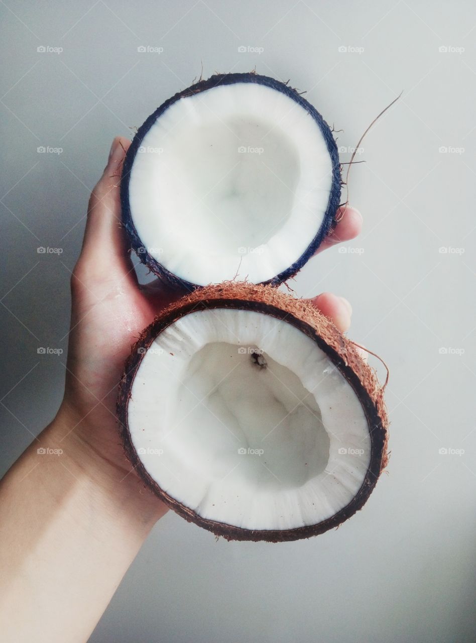 coconut cut in half