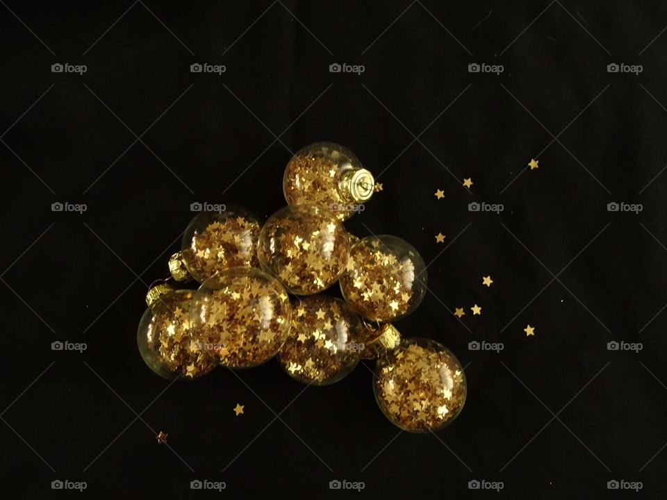 Christmas balls with golden stars