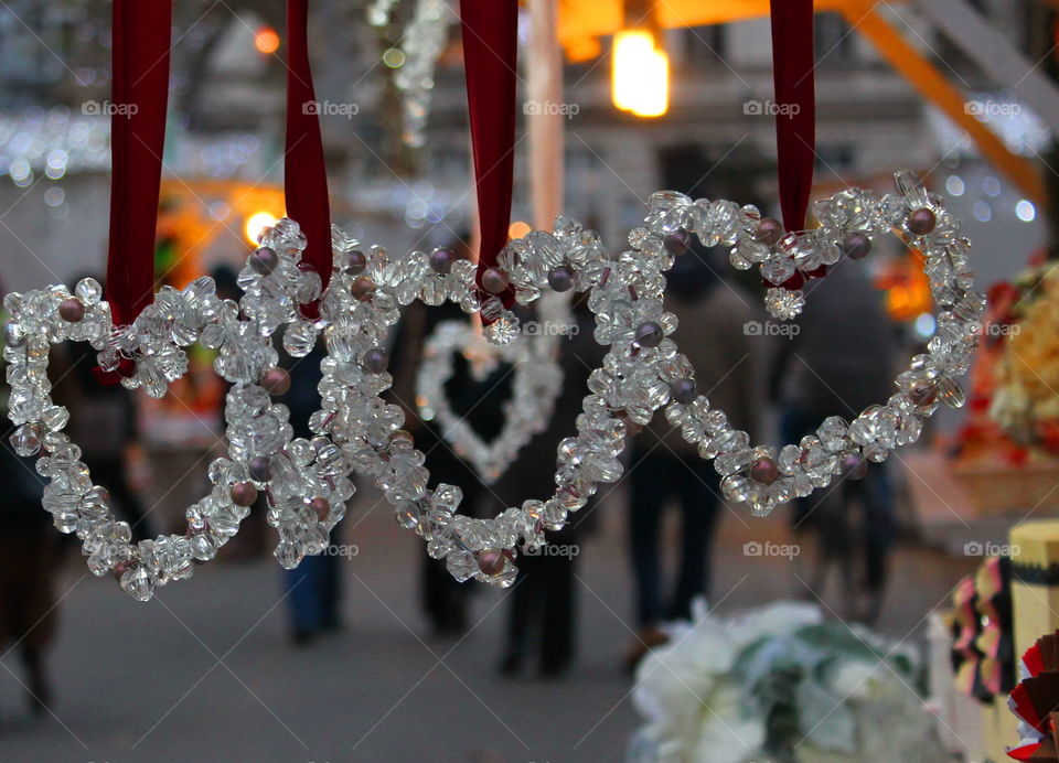 Christmas crystal heart decoration