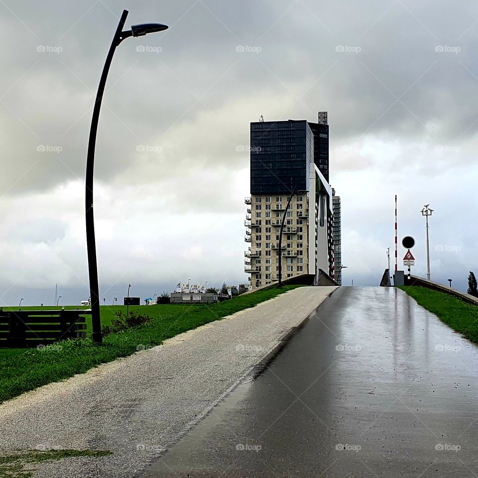 A road along the old mesh. spijkenisse