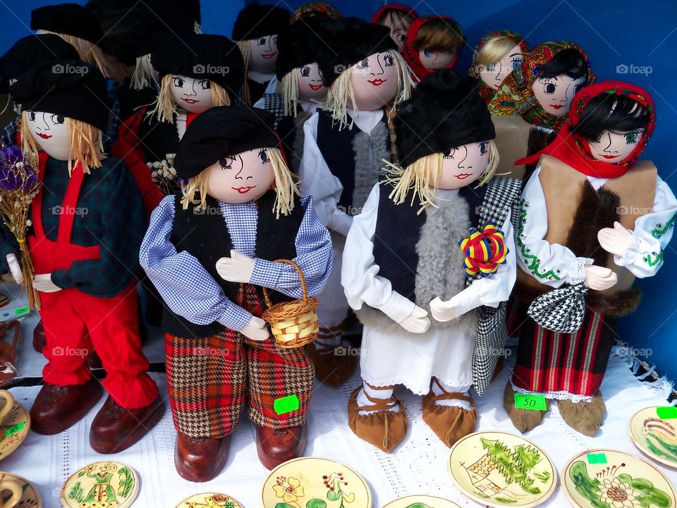 traditional costumes on dolls