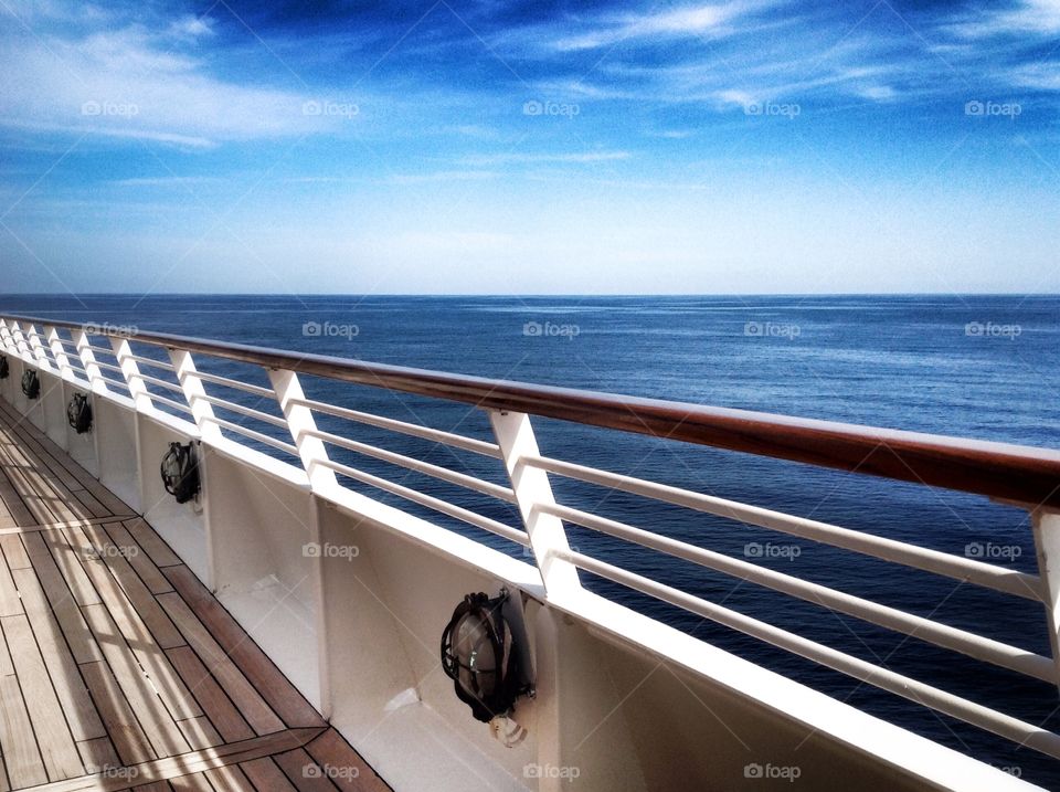 Out at sea. Looking out to sea whilst sailing 