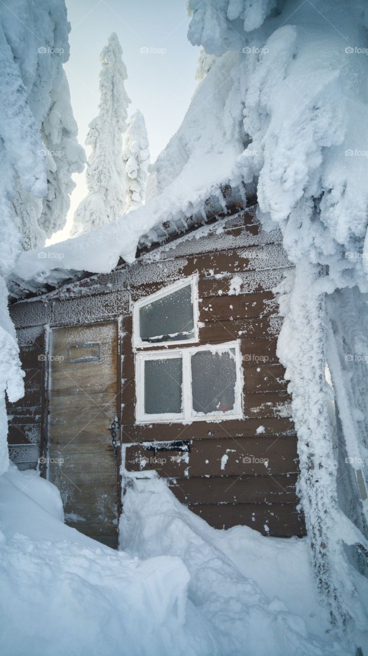 Snow Covered Mountain Cabin