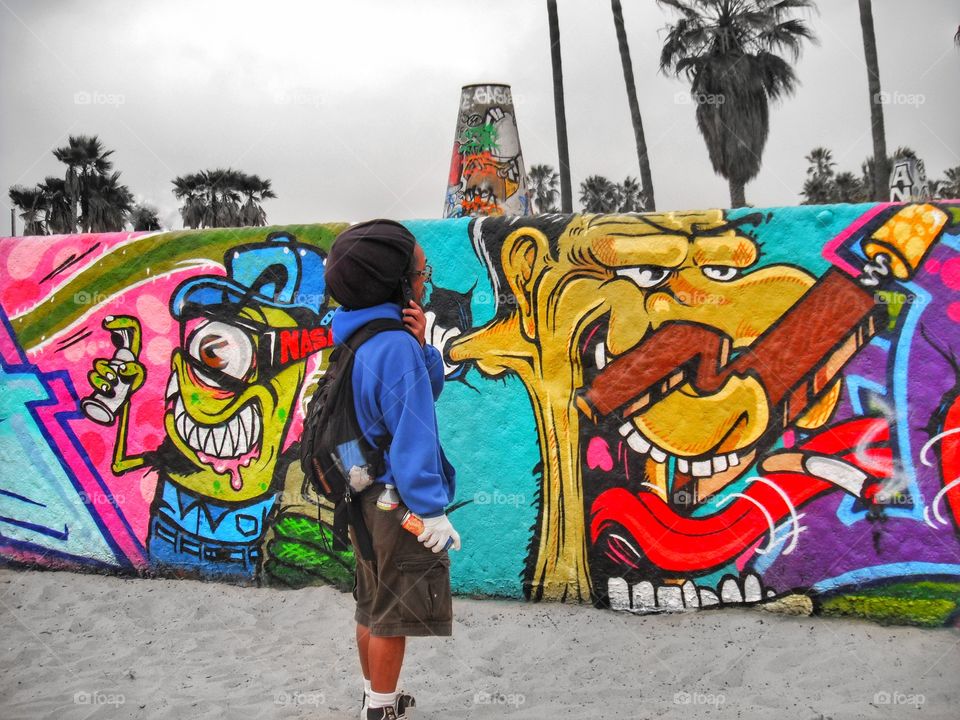 Street art. Colored graffiti from Venice beach