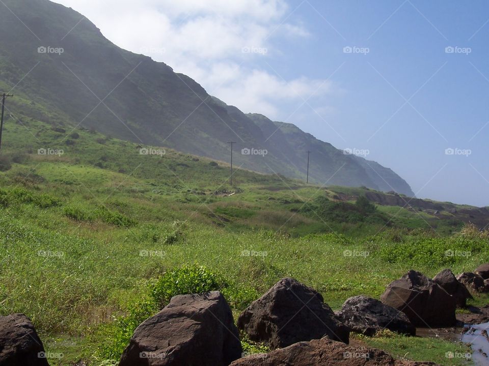 Ko'olau Mountains North Shore. Mountains at the end of the road on The Nort Shore of Oahu, Hawaii.