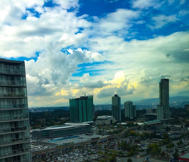 View of north Surrey from the 39th floor in British Columbia 