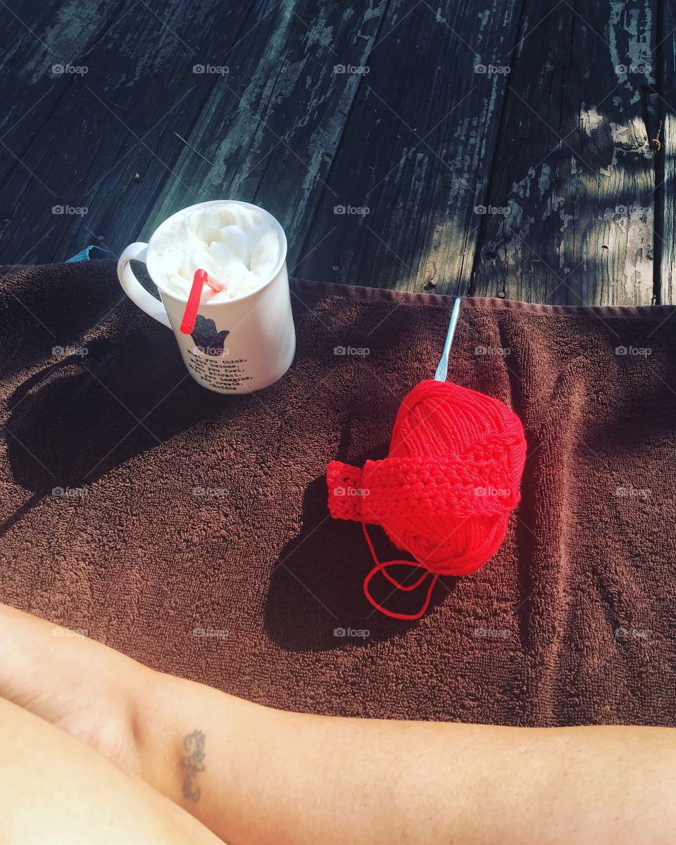 Sunday morning rituals; yoga, coffee, crochet