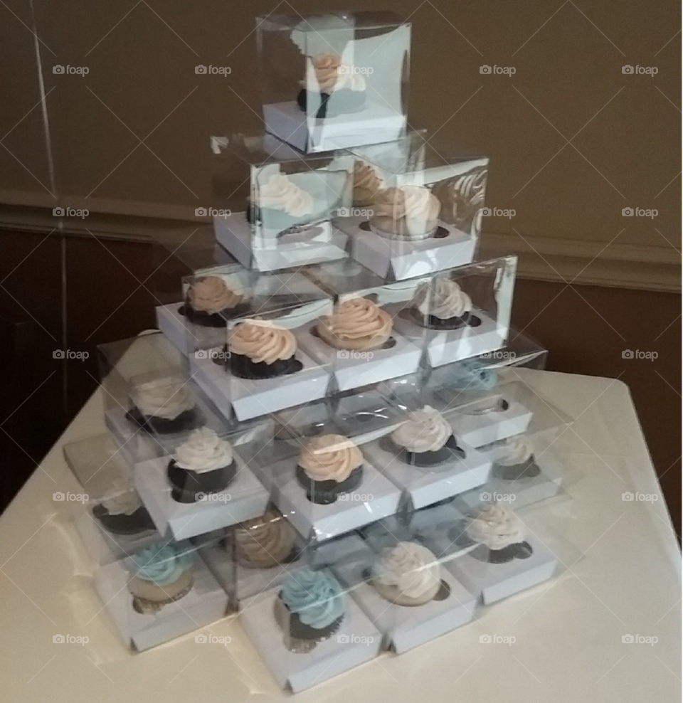 A cupcake tower that I made for bridal shower.