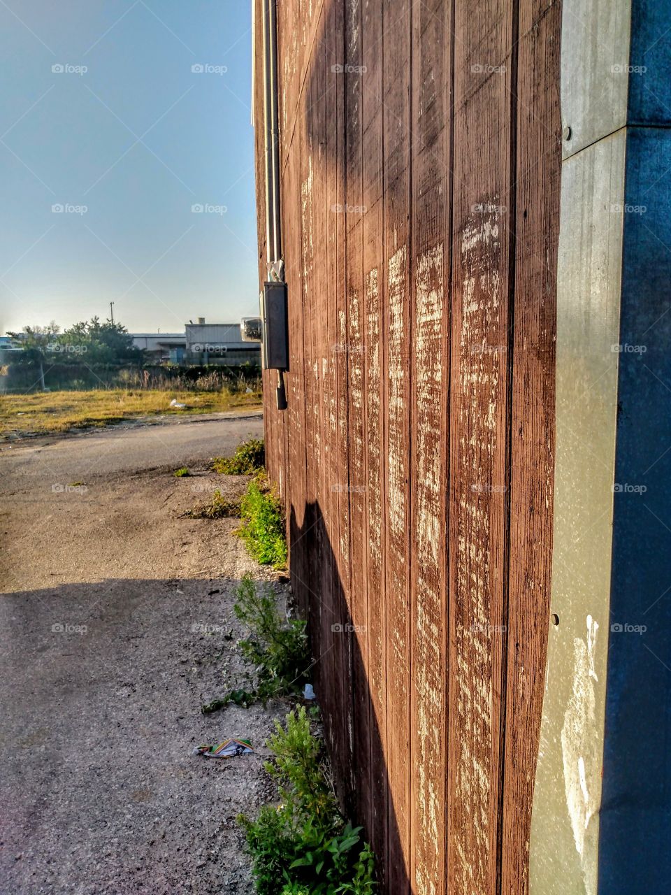 sideview of old wooden warehouse