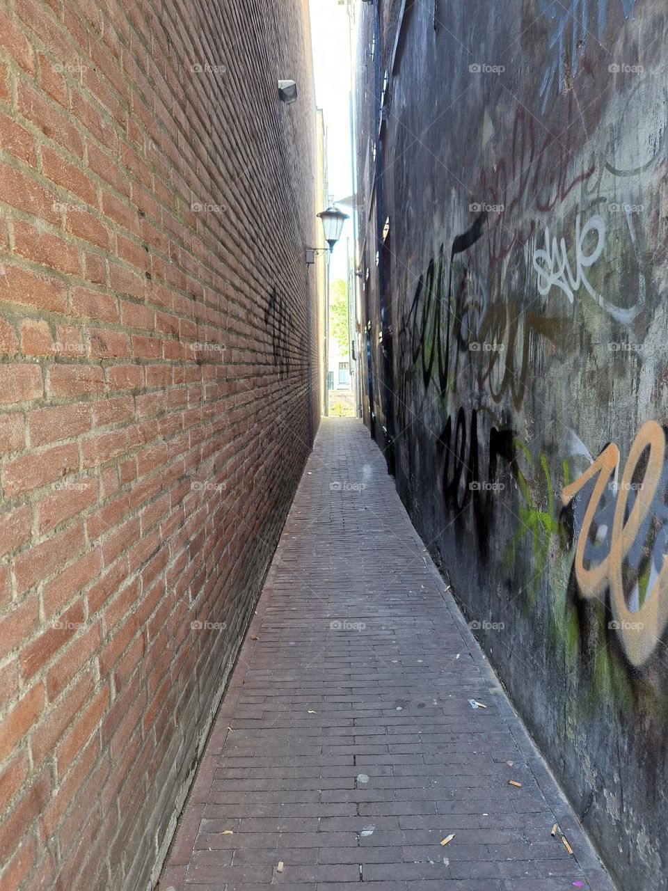 side path of a shopping street