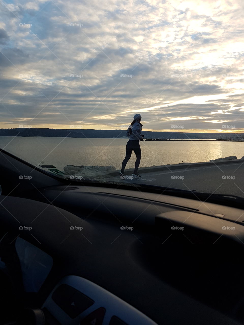 running along the car