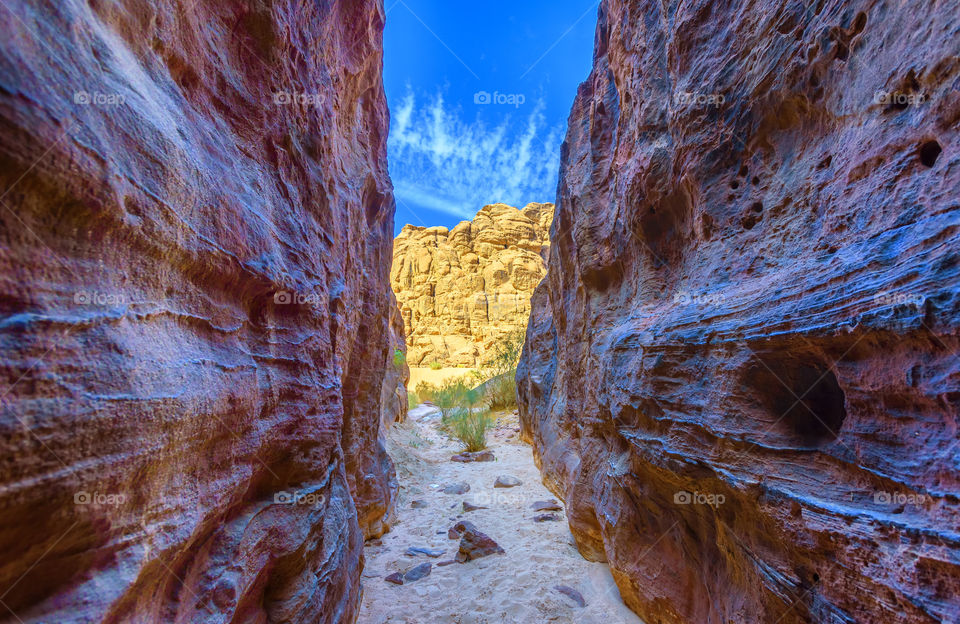 Narrow gorge in the desert