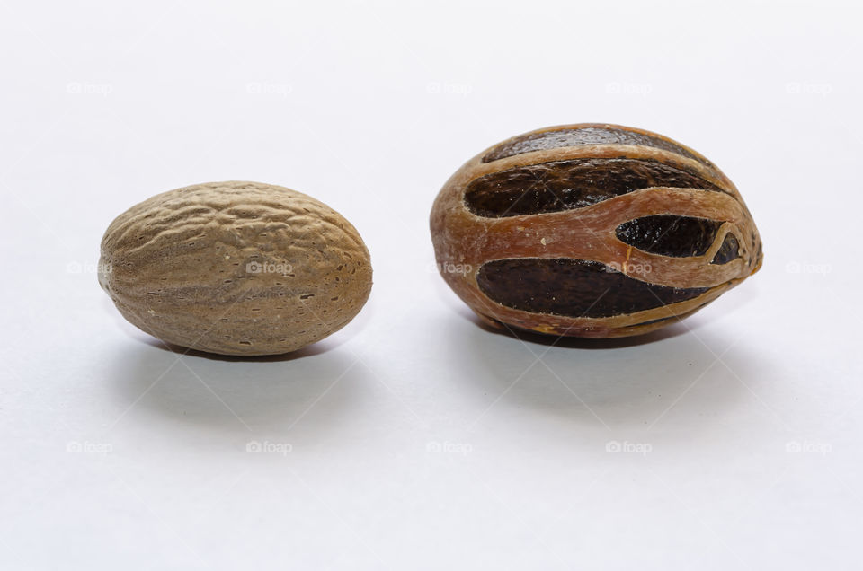 Nutmeg In And Out Of Shell