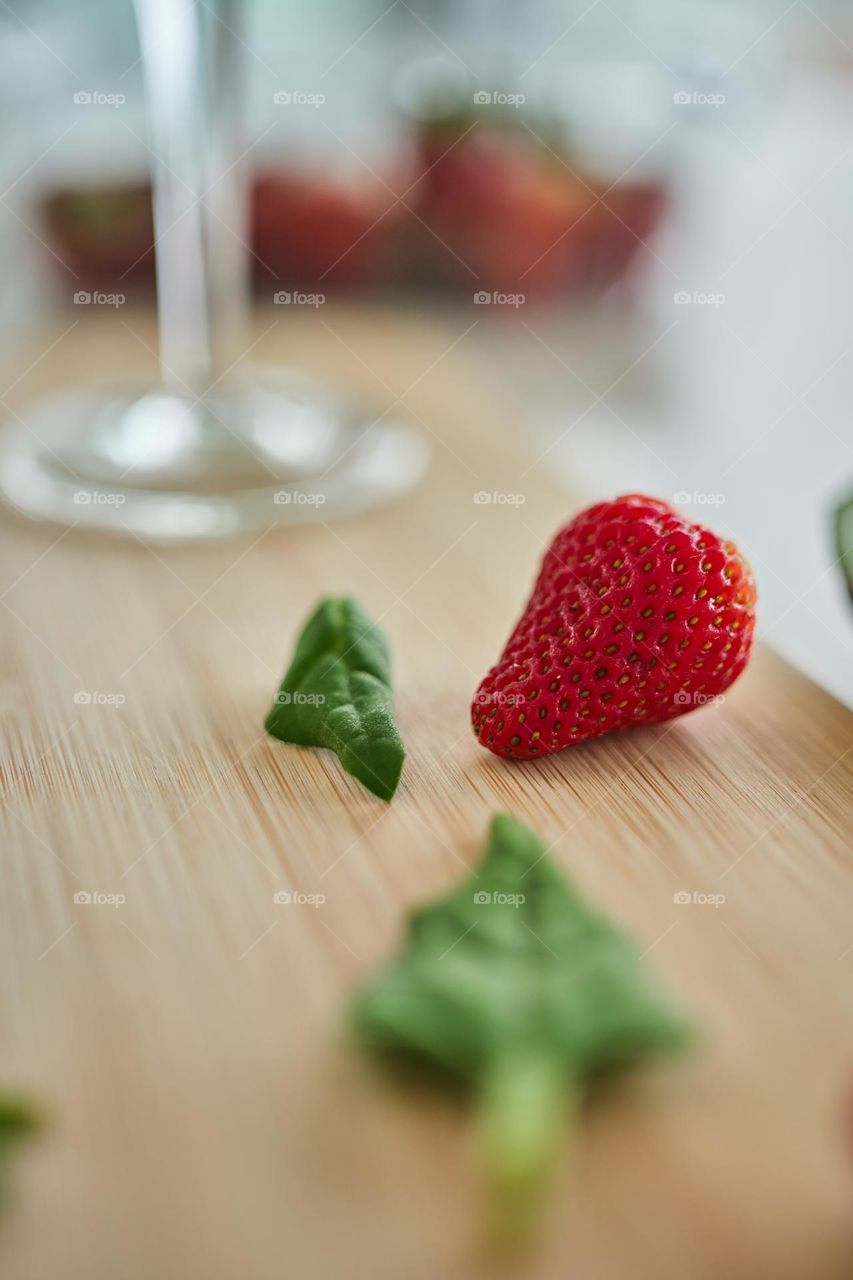 A strawberry on the table 