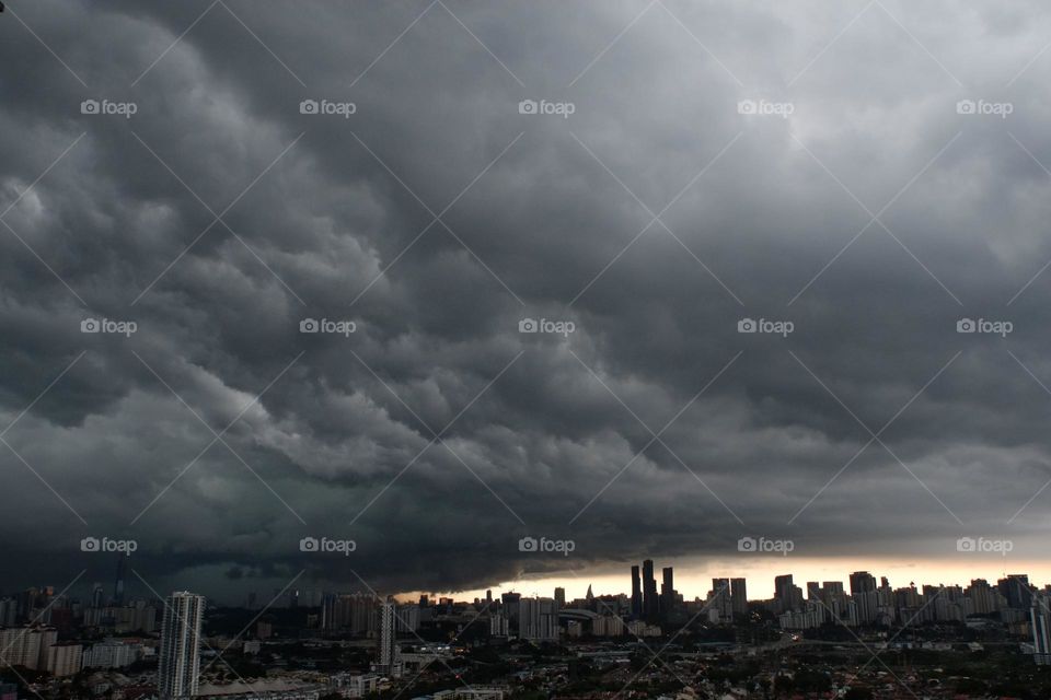 Dark cloud over city
