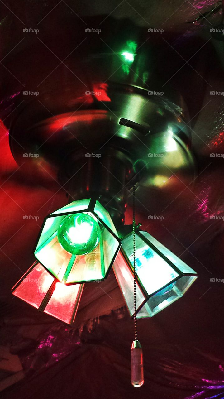 Ceiling Fan. Multi colored lights