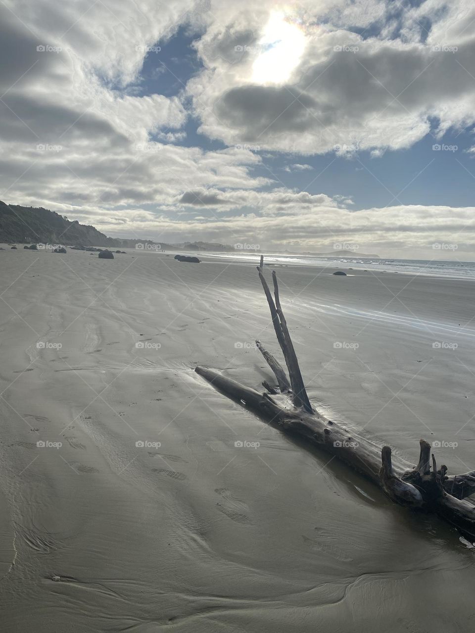 Moeraki Beach on a cool winter day at low tide, South Island, New Zealand 