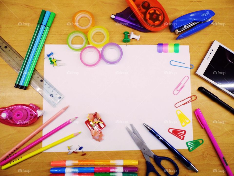 Stationeries on white paper