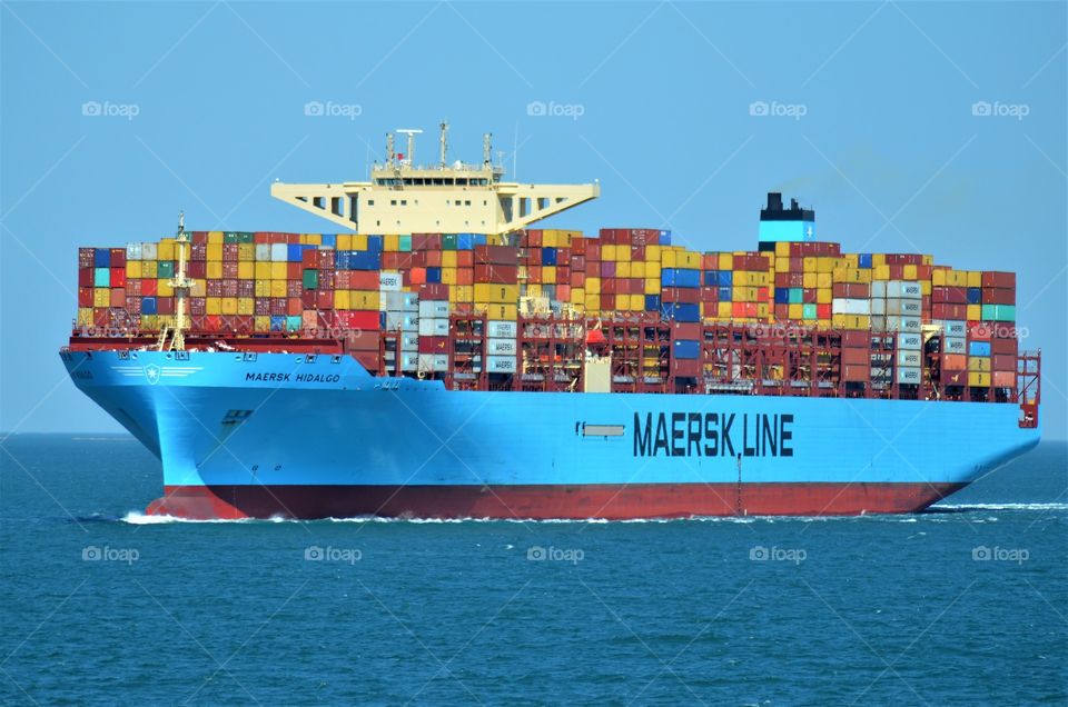Container vessel at sea