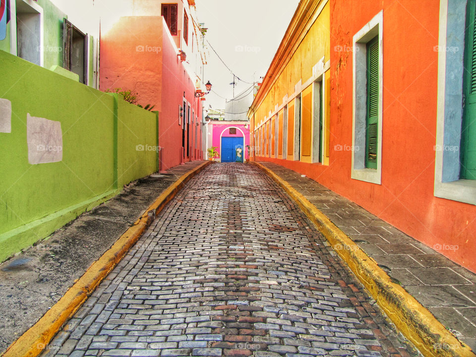 Vibrant street in San Juan, Puerto Rico