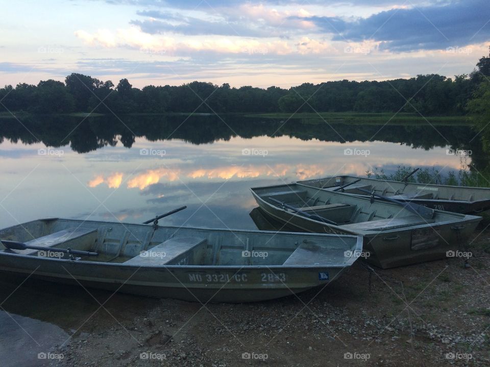 Lake & Boats during sunset 