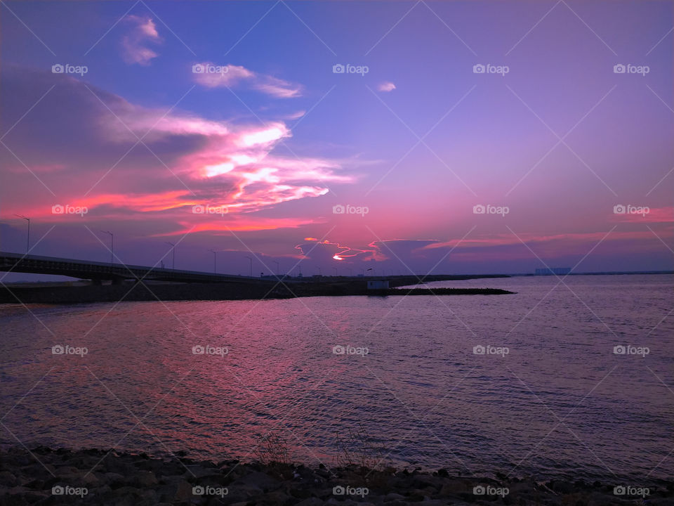 Purple, Red and Sunset at Pantai Indah Kapuk (PIK), Jakarta, Indonesia