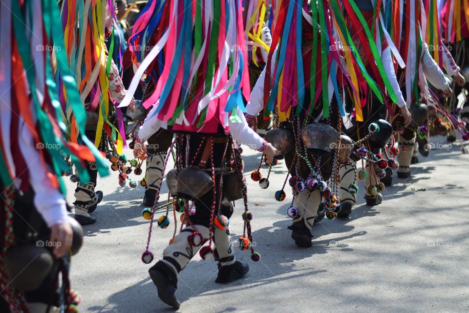 Kukeri Dance. Kukeri are elaborately costumed Bulgarian Men, who Perform Traditional Rituals Intended to Scare Away Evil Spirits