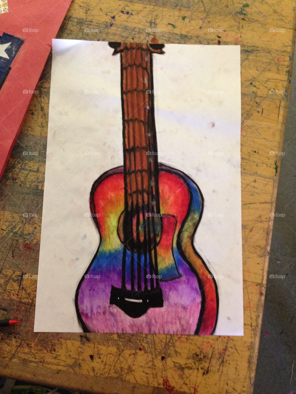 Rainbow pastel guitar