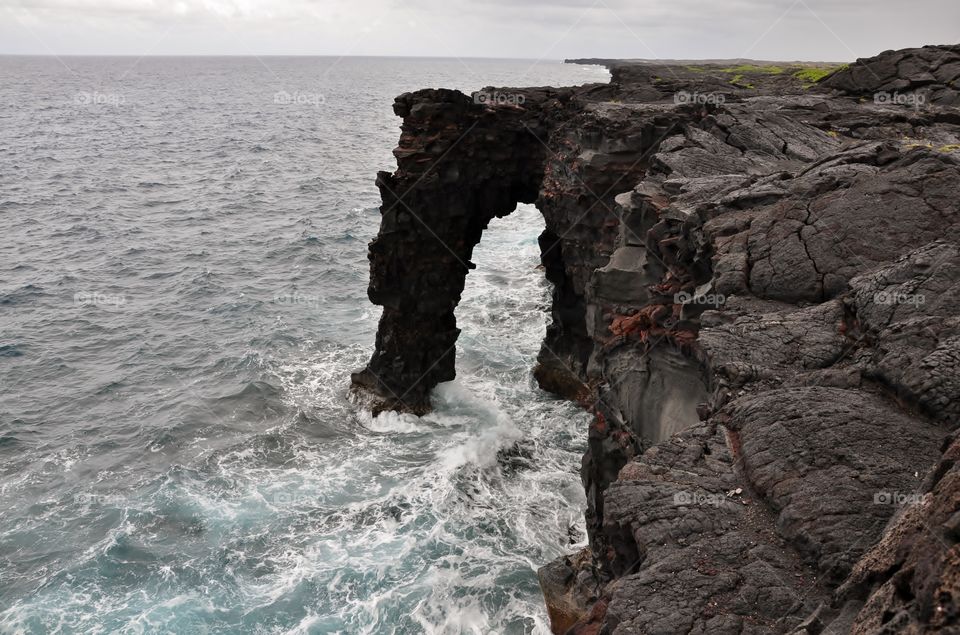 View from the volcanic rubble out to sea 