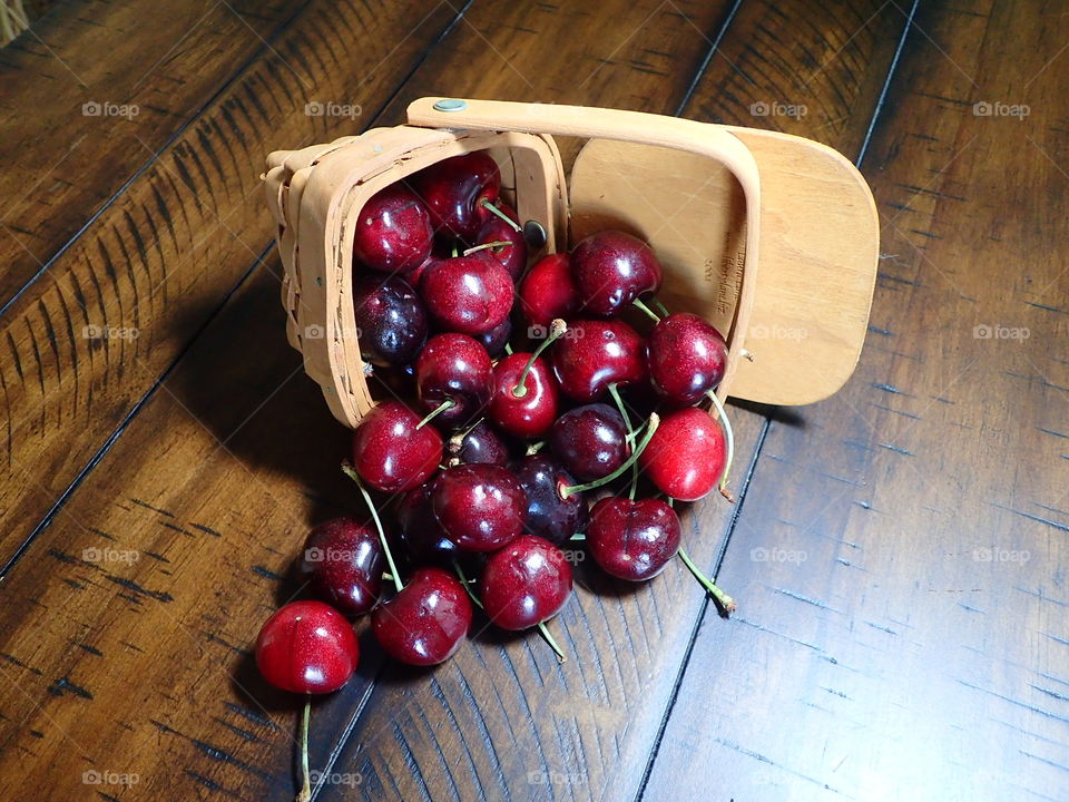 Baskets of cherries 