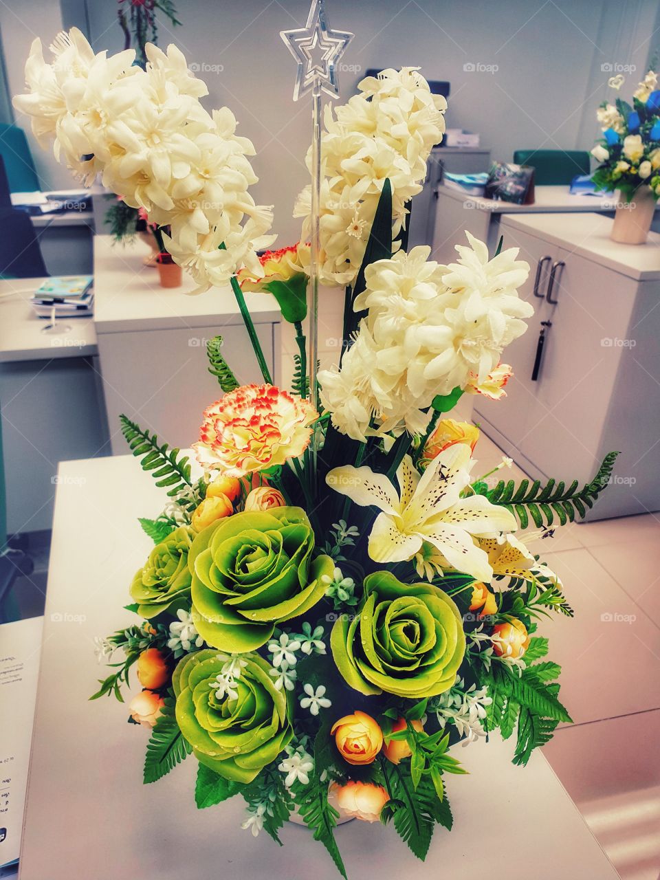 Flower vase in the office